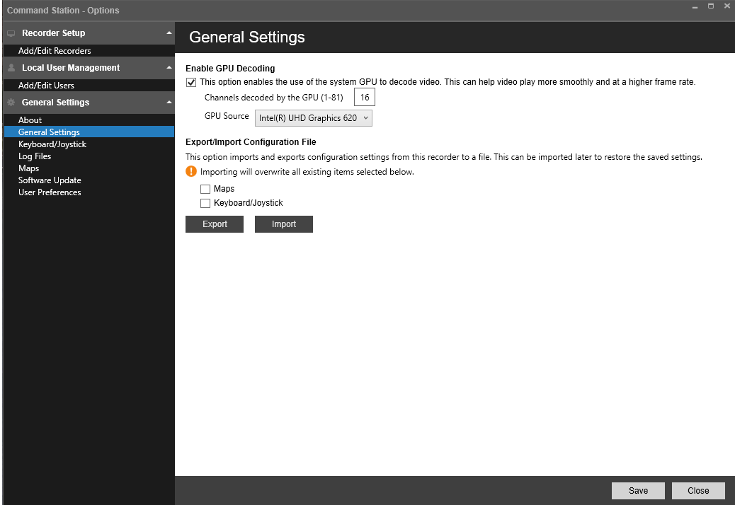 Command Station Desktop Client Options - OpenEye Knowledge Base