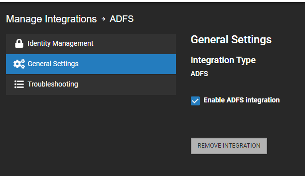 ADFS General Settings Enable ADFS integration.png
